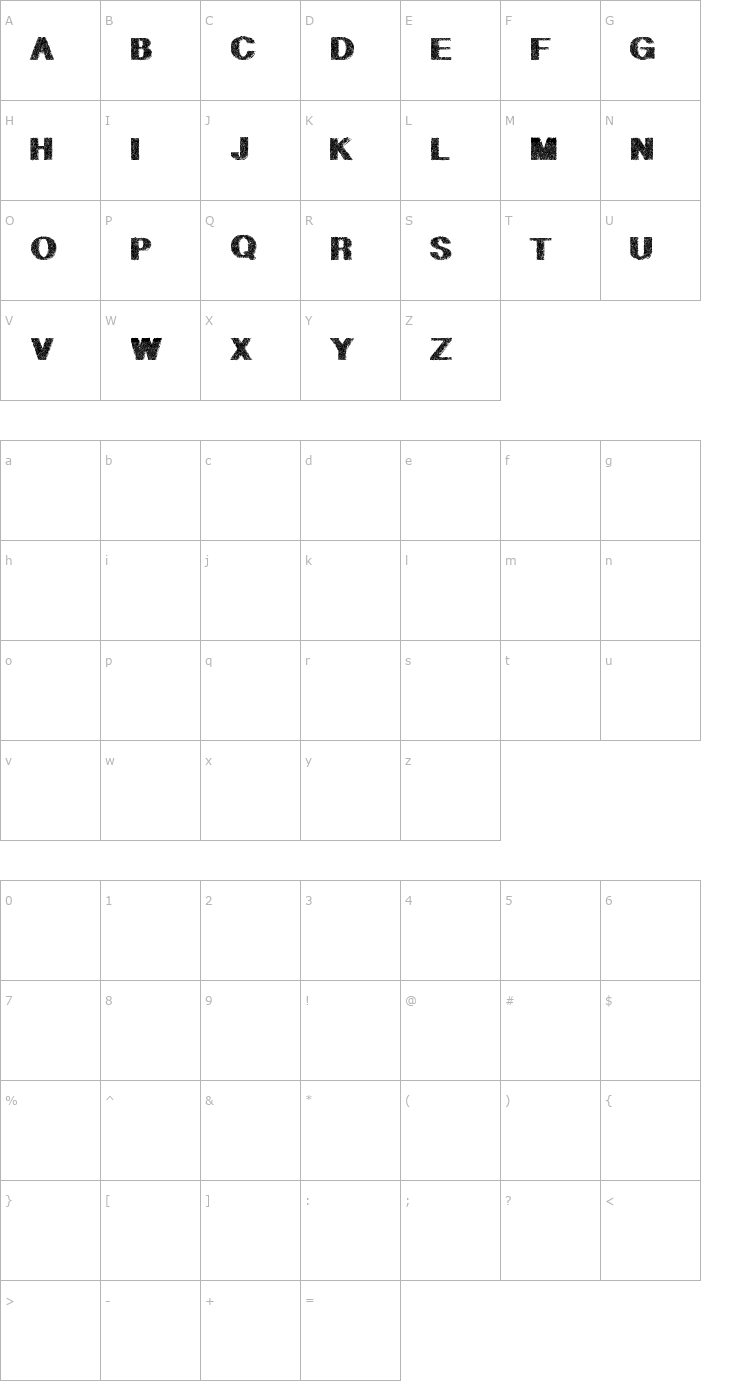 Character Map Geometric Petras PW Font