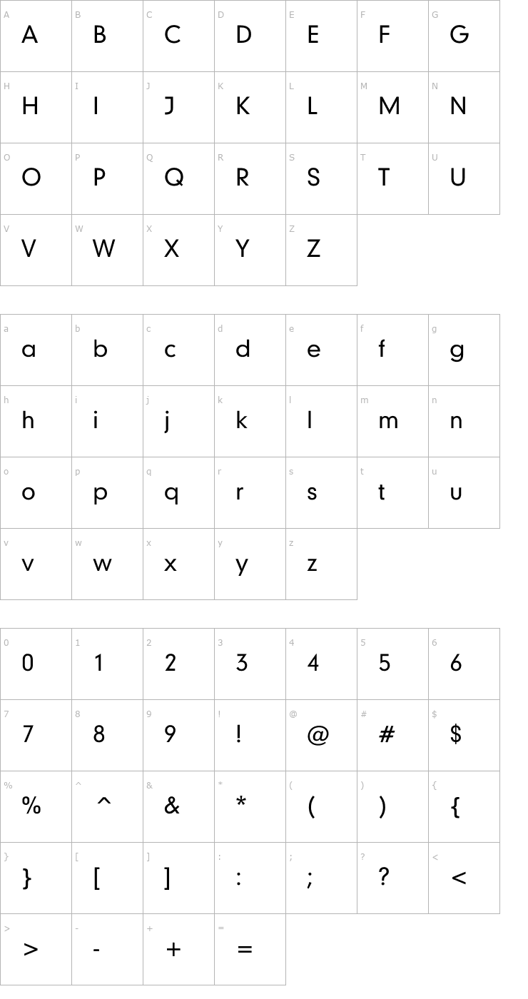 Character Map Geometrix Font