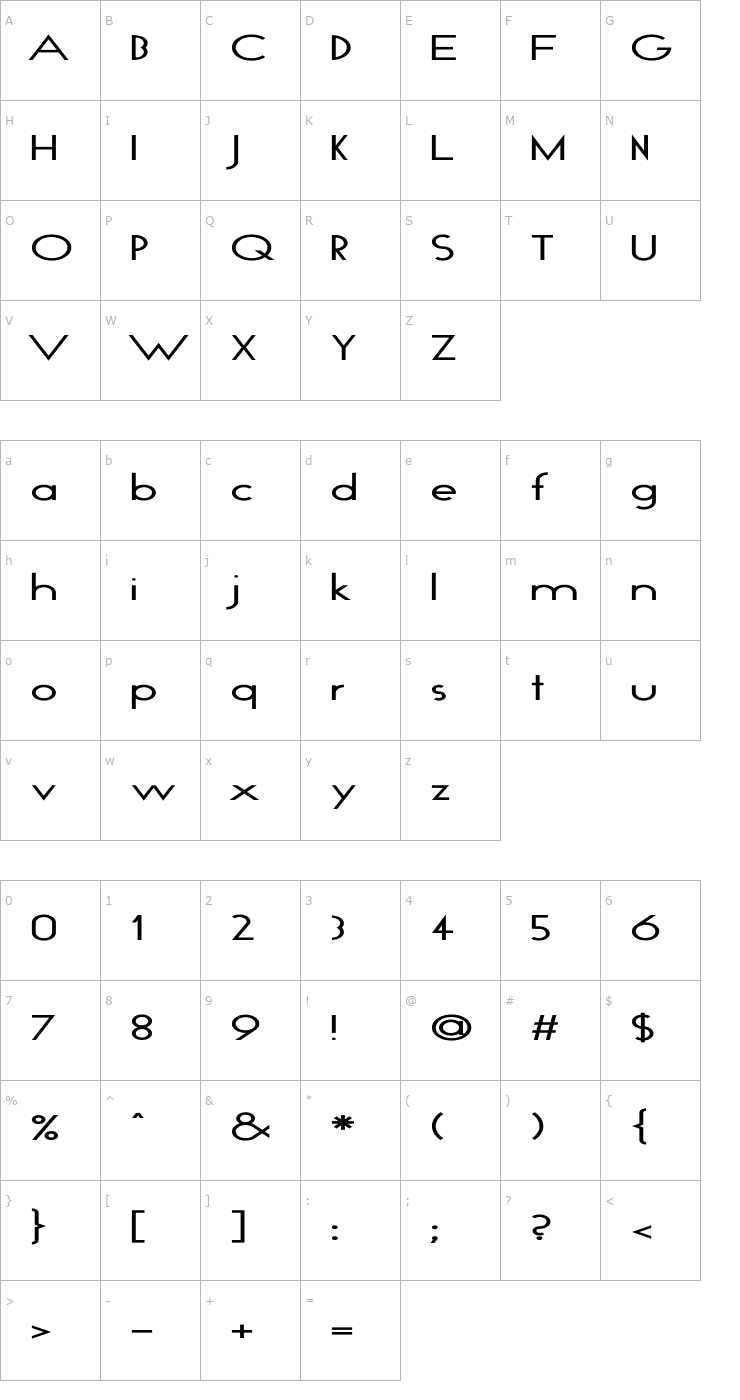 Character Map GeoPlain Ex Font