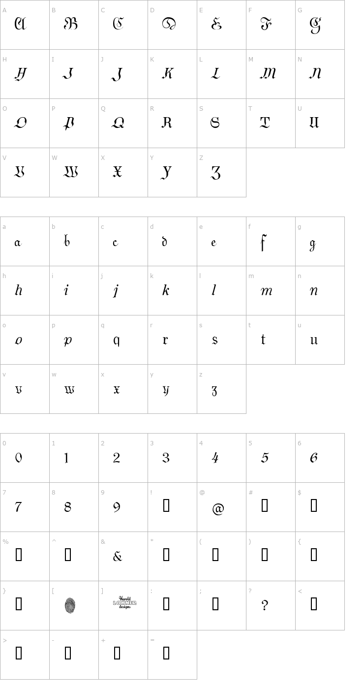 Character Map German Sampler Font