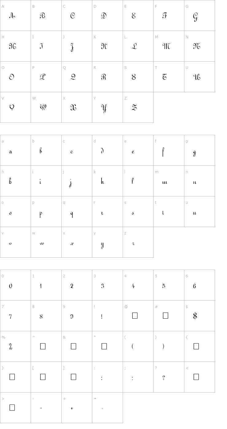 Character Map GesseleScript Font