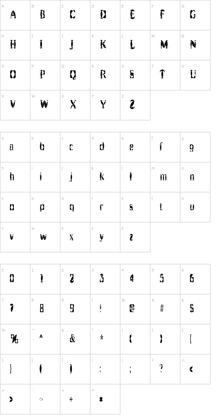 Character Map Get Burnt Font