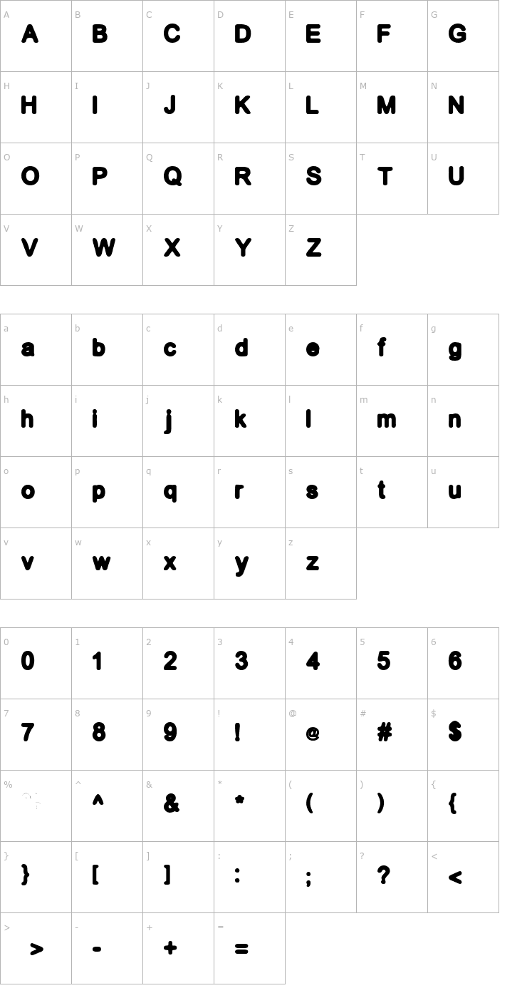 Character Map GF Becker Font