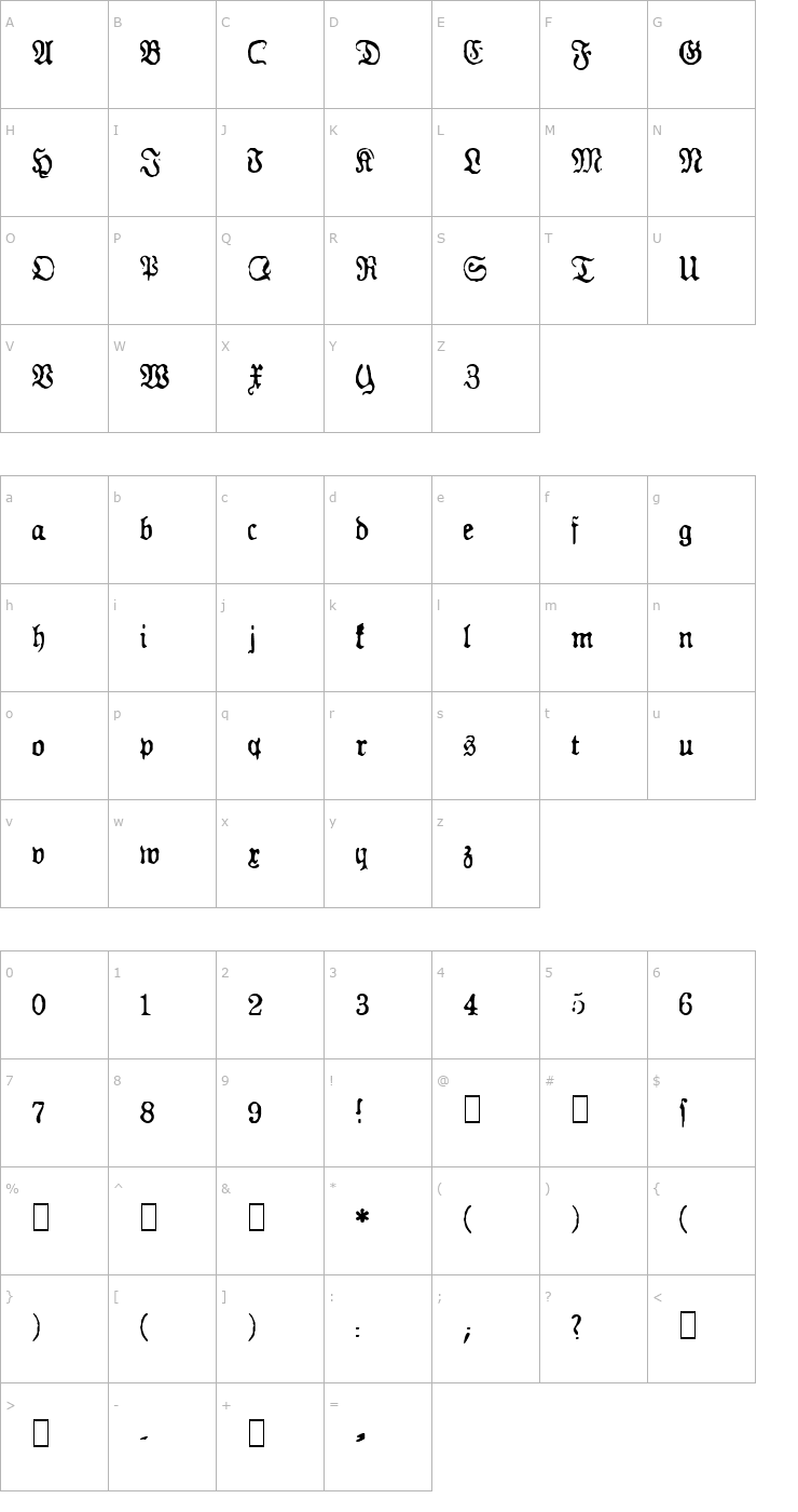 Character Map GF Gesetz Font