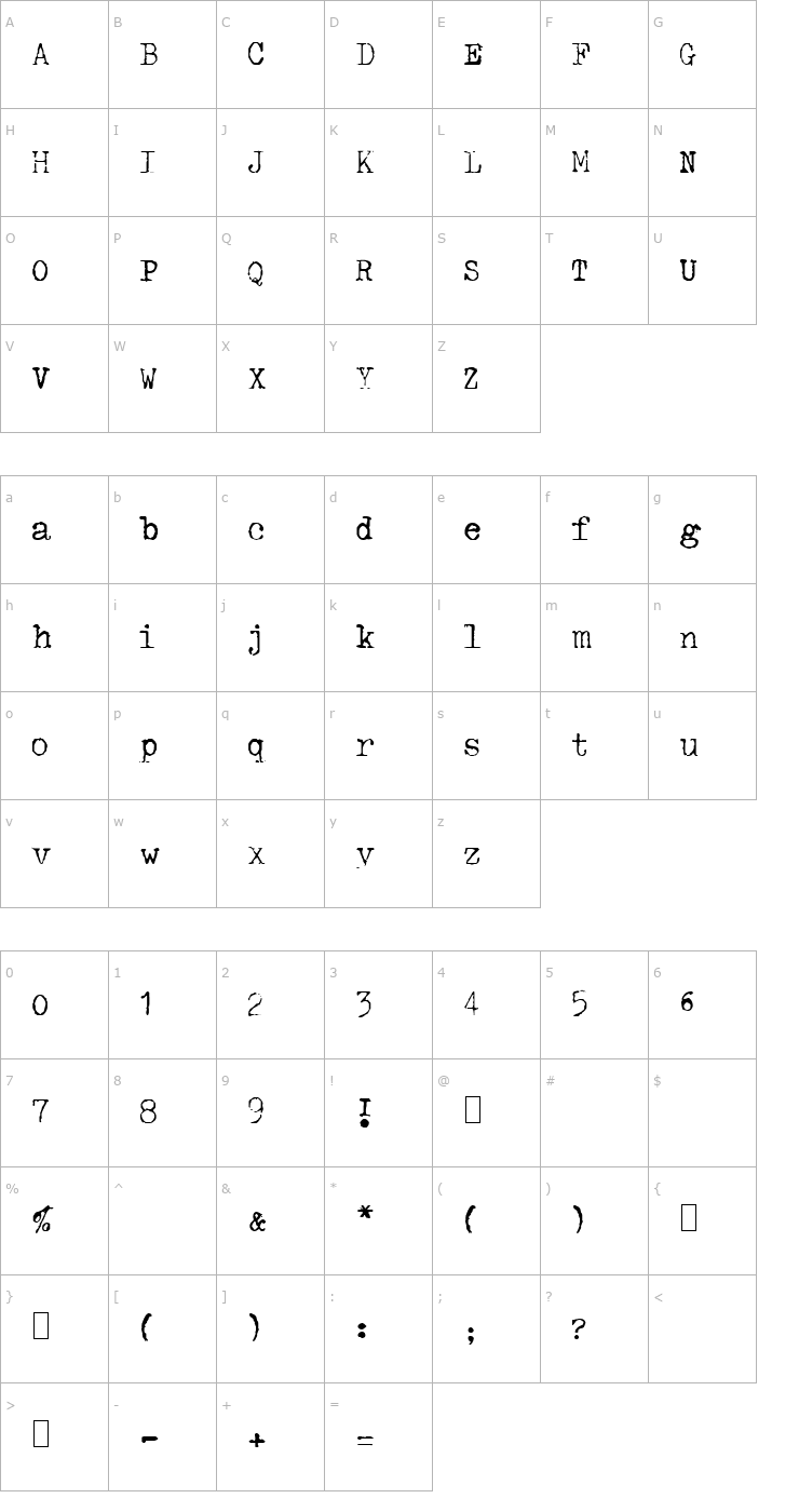 Character Map GF Halda Normal Font