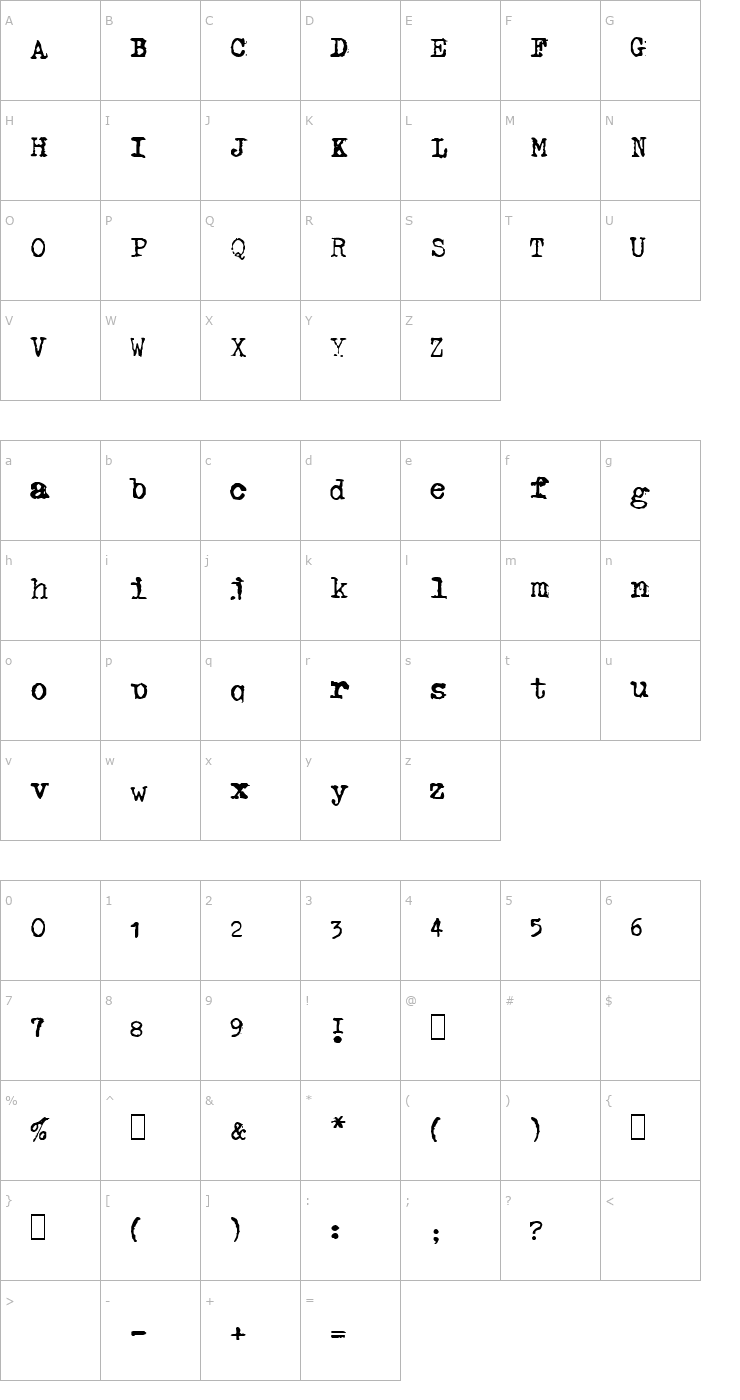 Character Map GF Halda Smashed Font