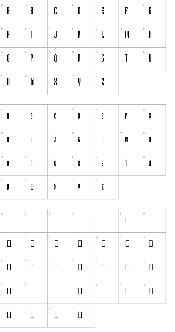 Character Map GF Hubert Caps Font