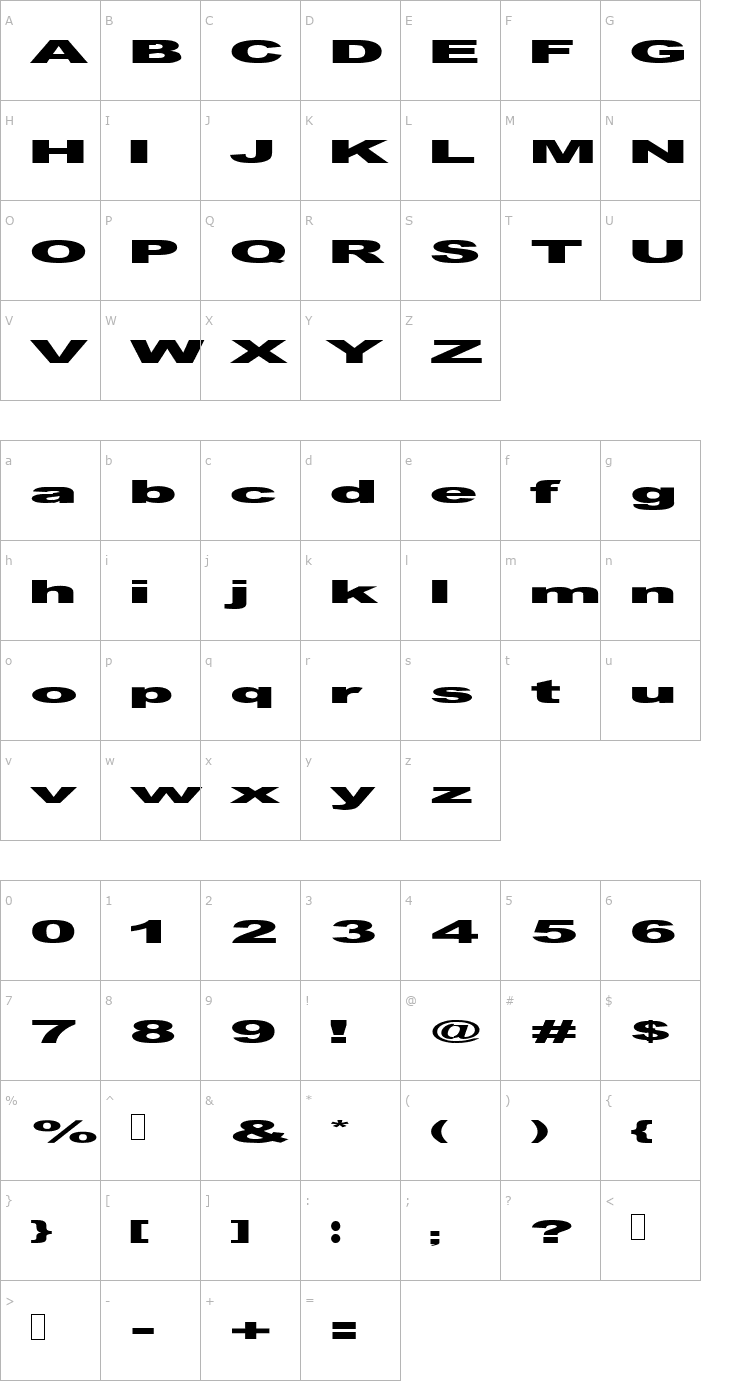 Character Map GF Vienna heavy Font