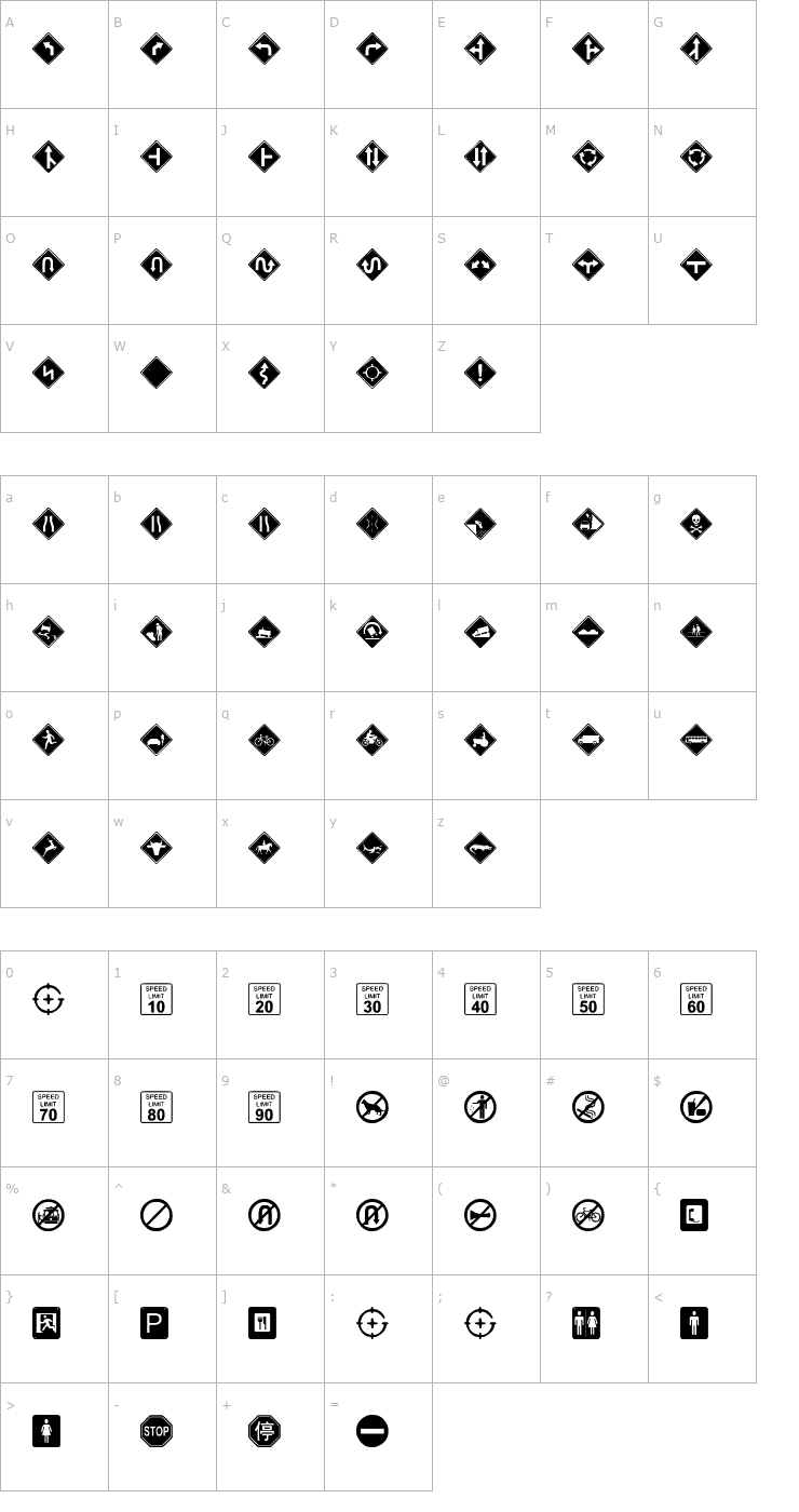 Character Map GG SignDings Font