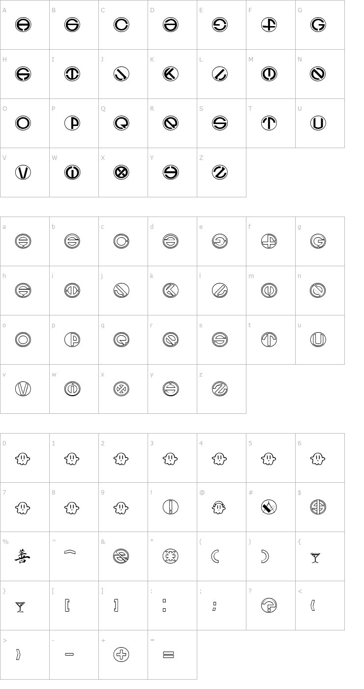 Character Map Ghost Font