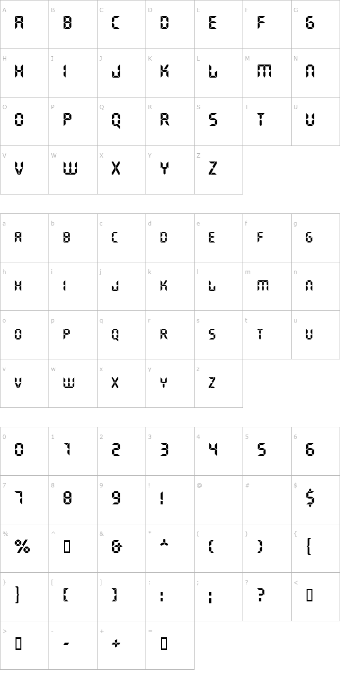 Character Map GhostMachine Font