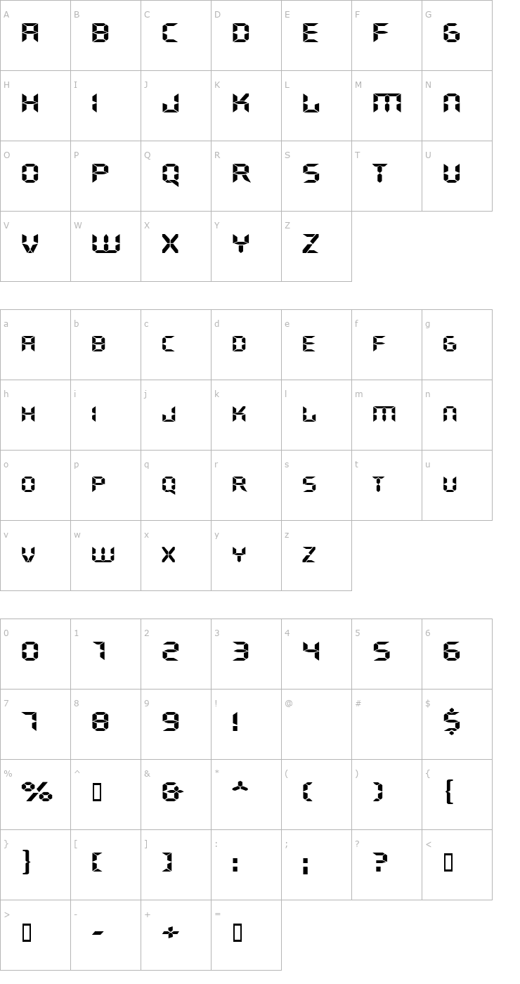 Character Map GhostMachineExtended Font