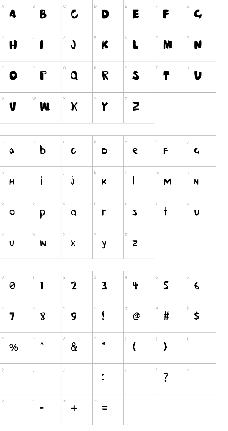Character Map Ghosts Font