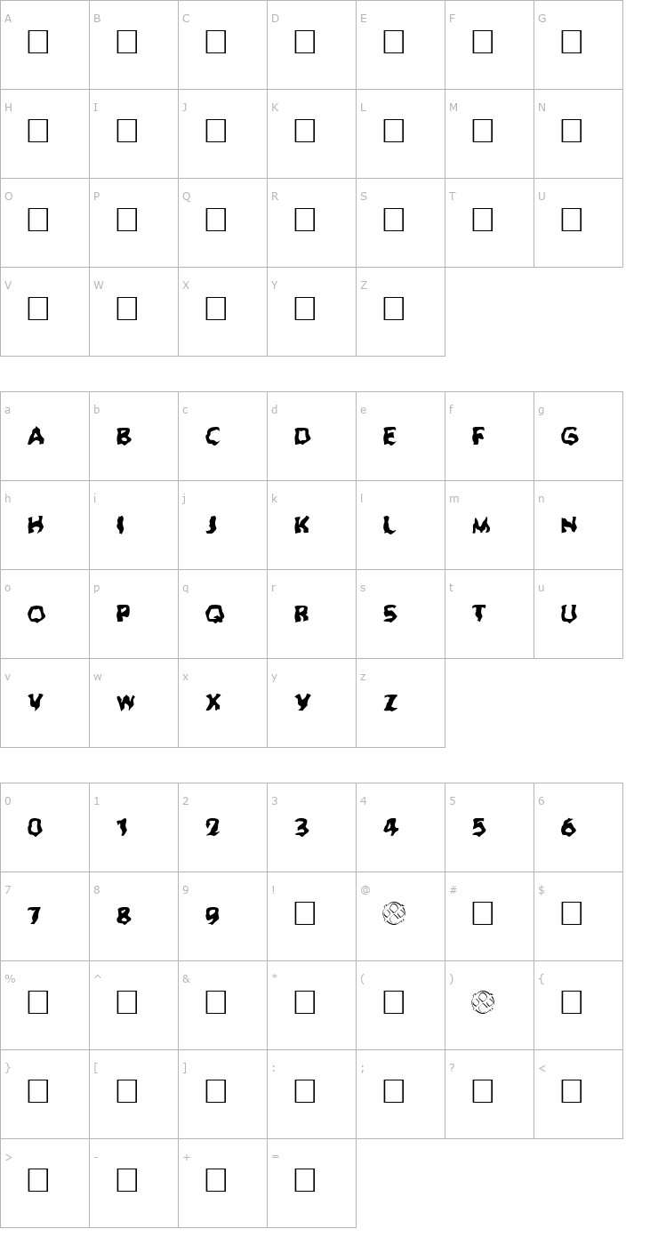 Character Map Ghoul Font