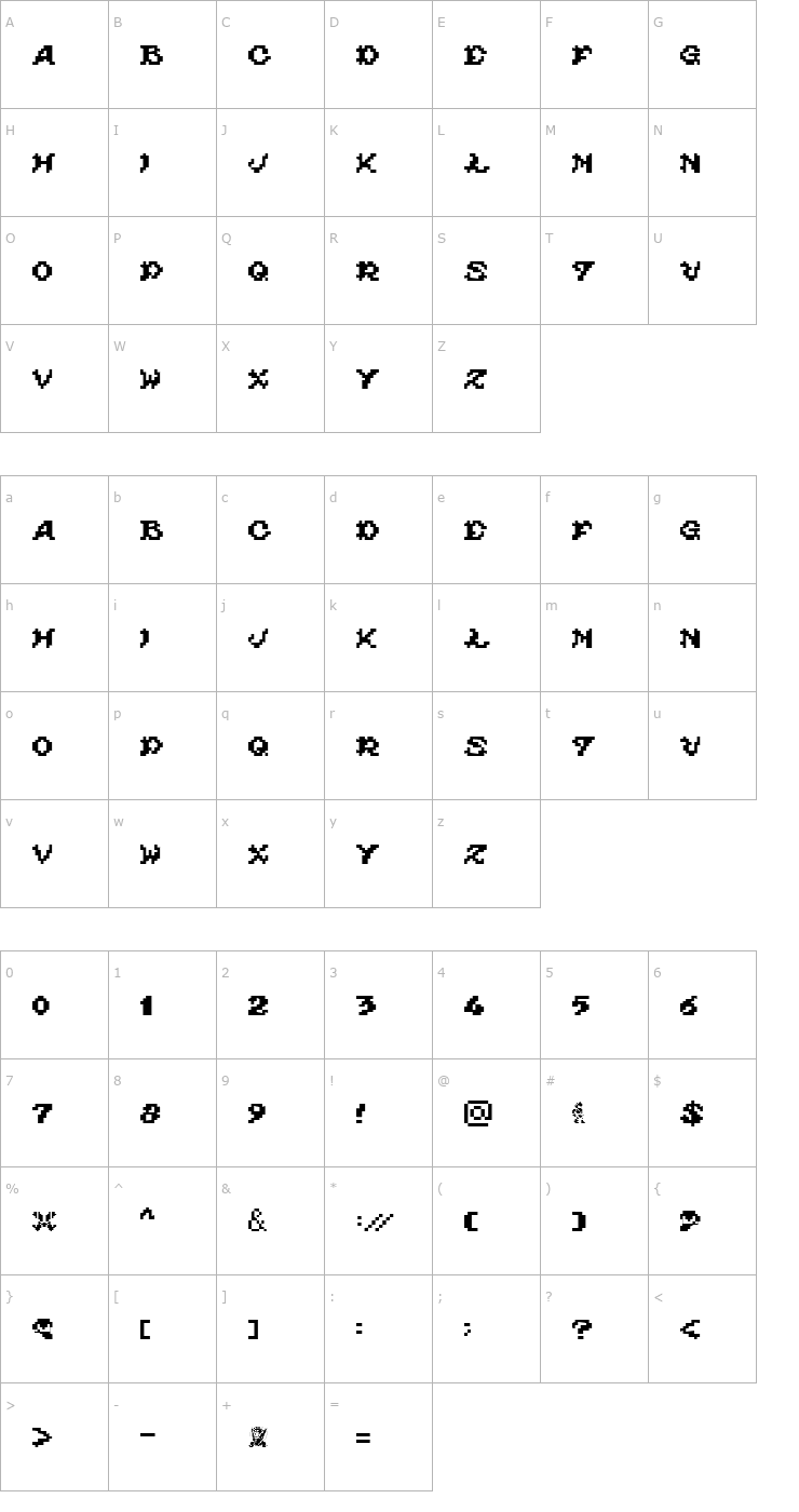 Character Map Ghouls Ghosts and Goblins Font