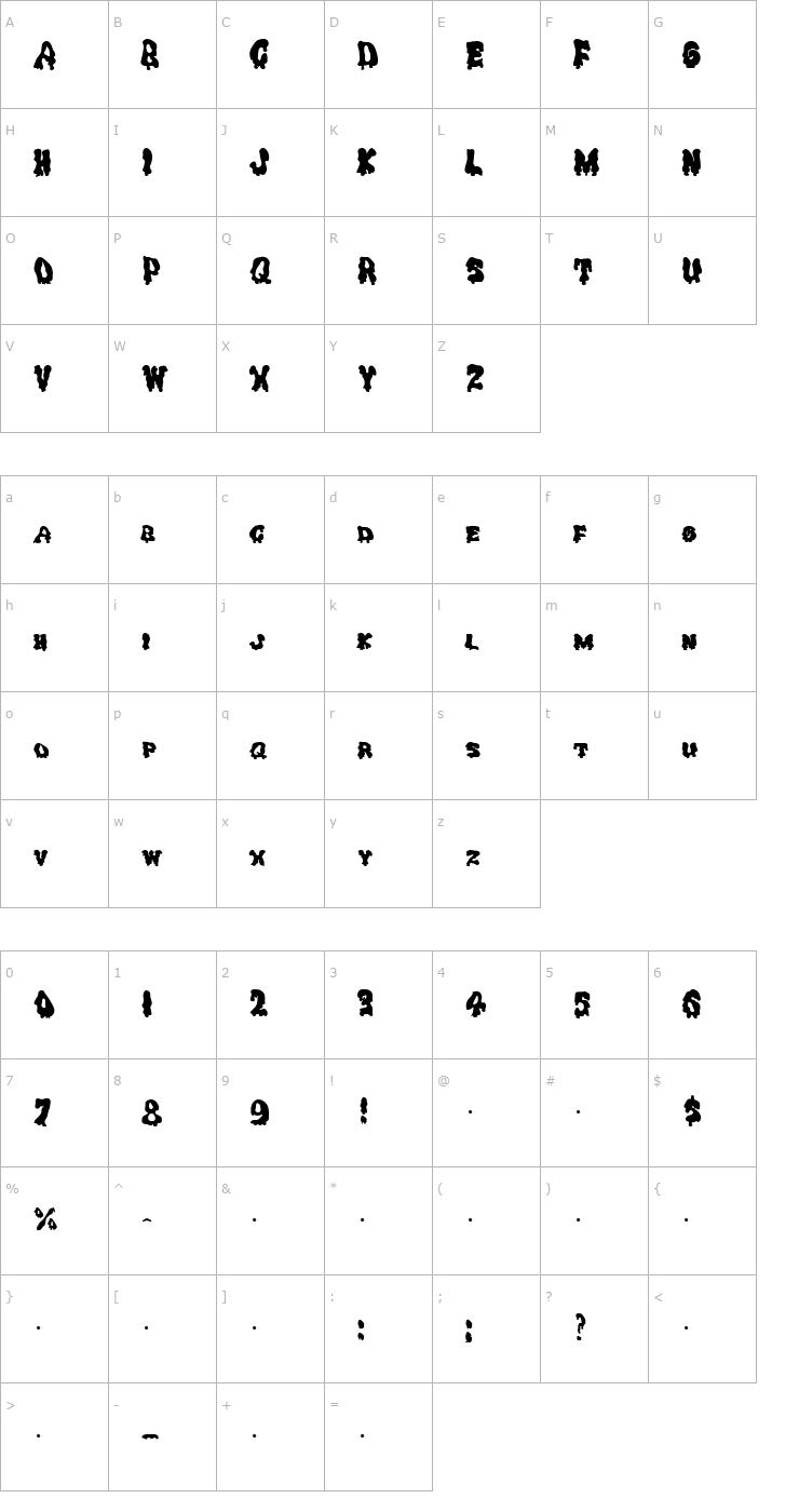 Character Map GhoulySolid Regular Font