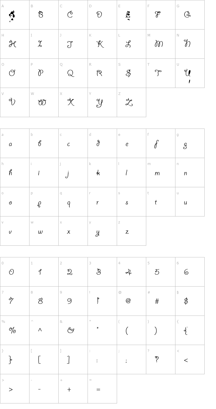 Character Map Giddyup Font