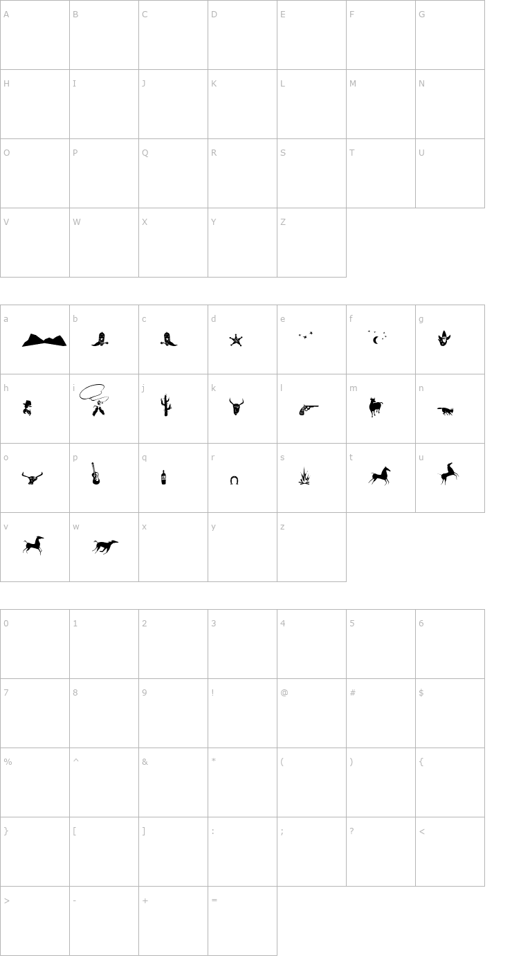 Character Map Giddyup Thangs Font