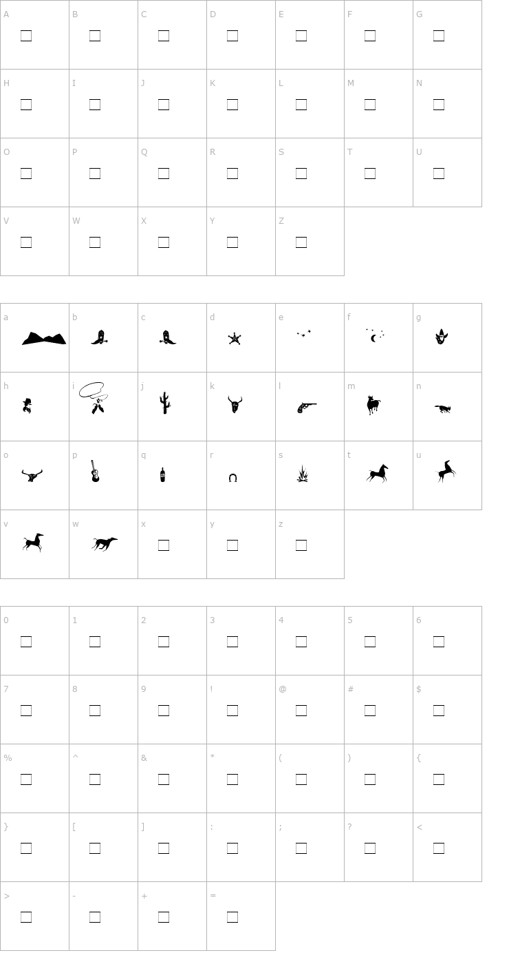 Character Map GiddyupThangs Font