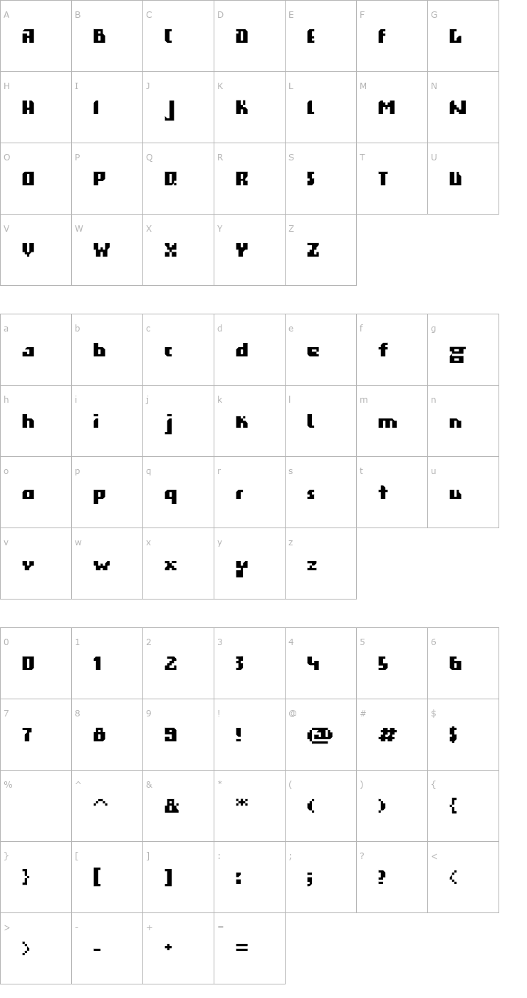 Character Map Gigabyte 07 Font