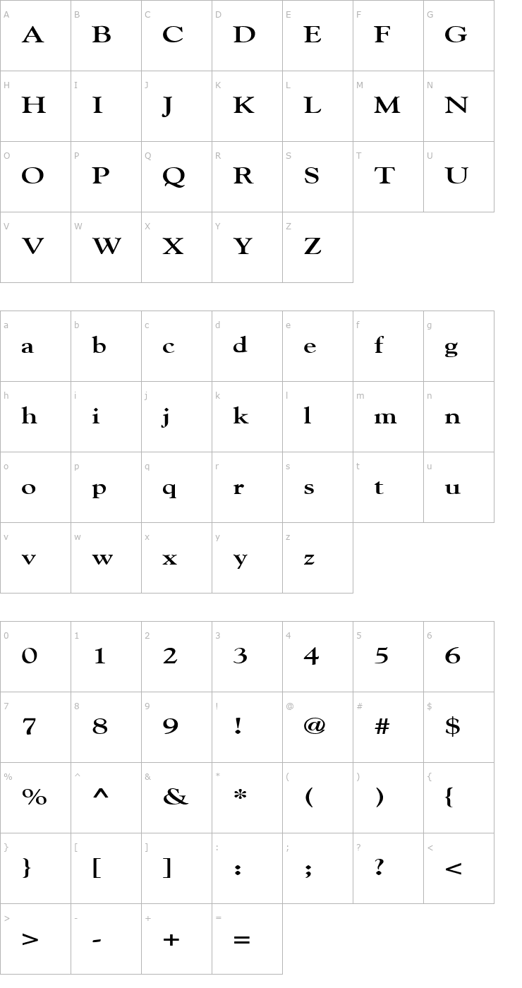 Character Map GildeBroad Bold Font