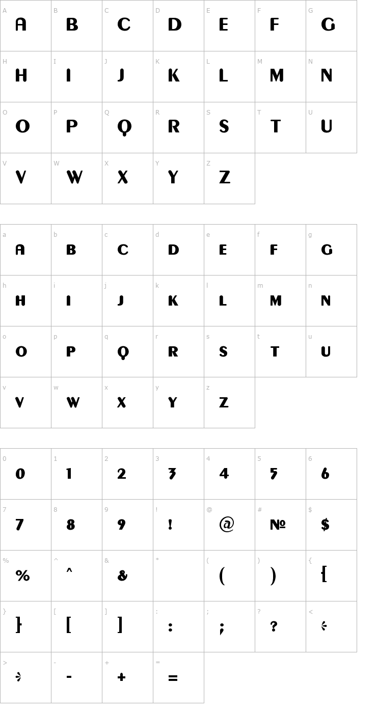 Character Map Gilgongo Kaps Font