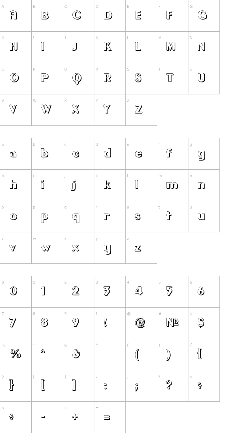 Character Map Gilgongo Ombre Font