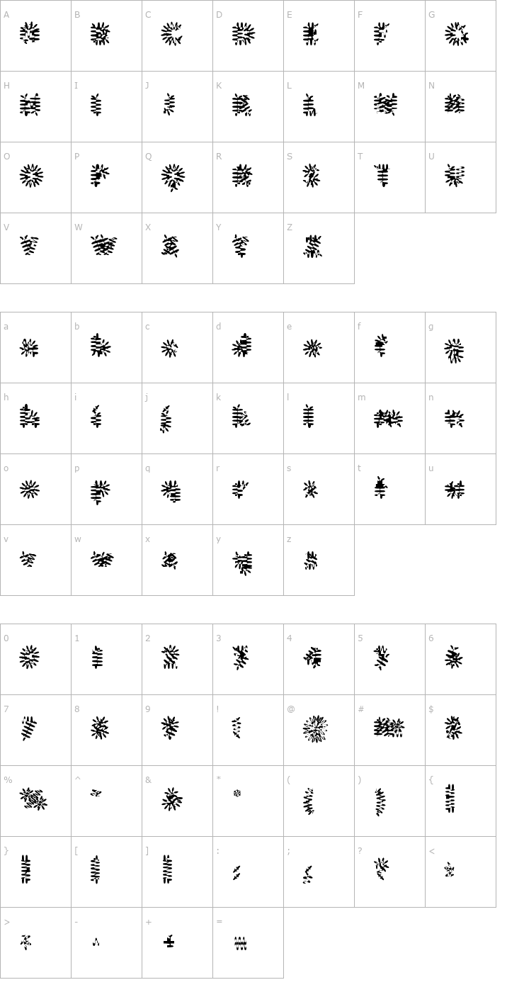 Character Map Gilgongo Pap Font