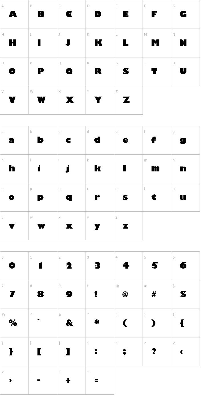 Character Map Giligan Regular Font