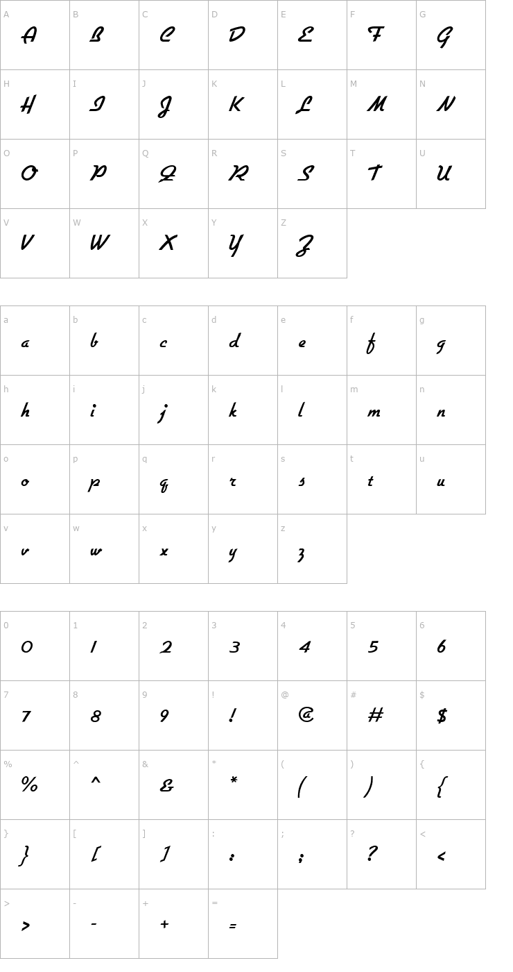 Character Map Gillies Normal Font