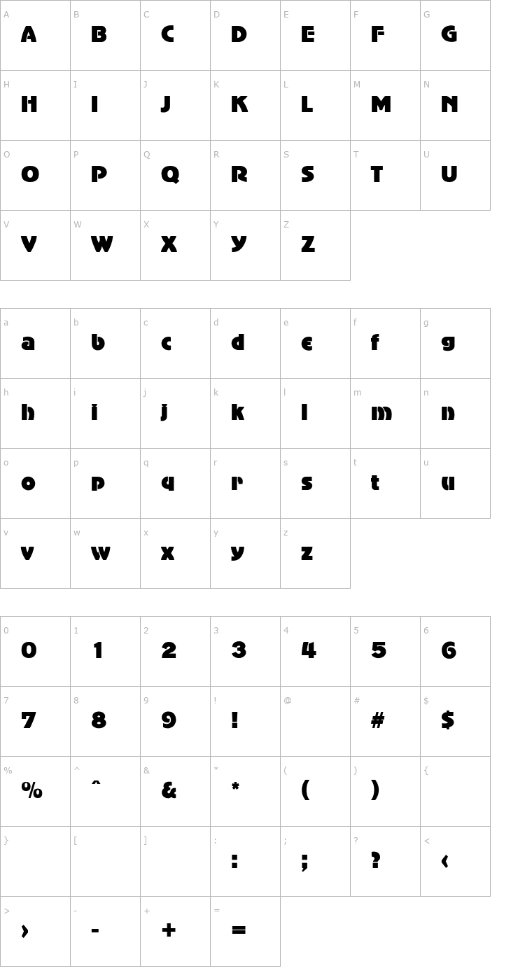 Character Map GinaBecker Font