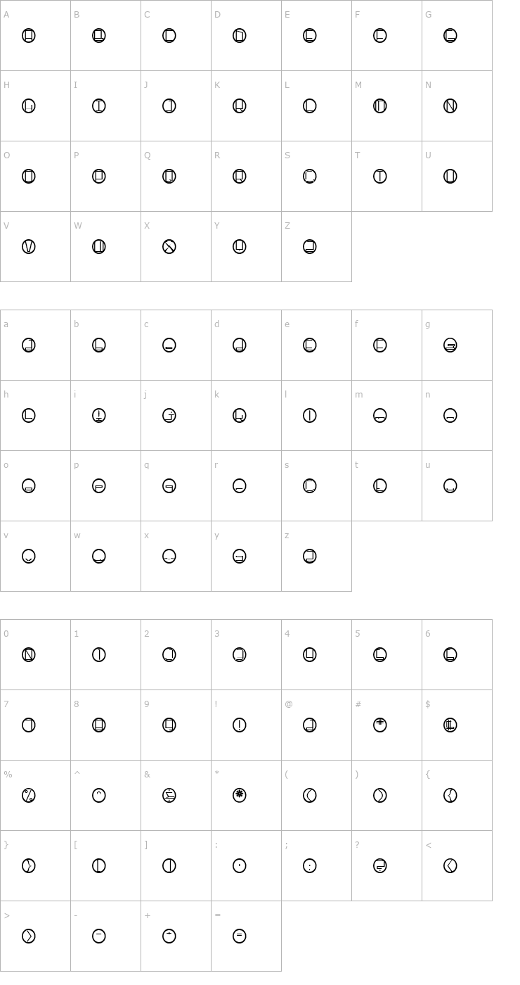 Character Map ginger2 Font