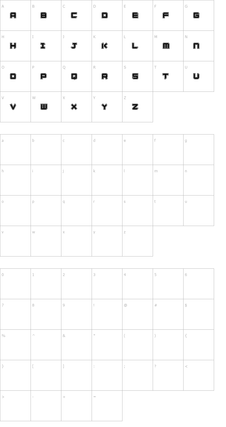 Character Map GINZACdemo Font