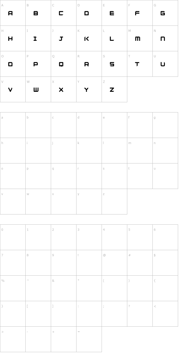 Character Map GINZAdemo Font