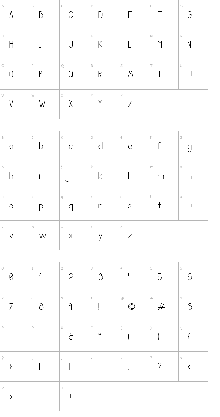 Character Map Giraffe Font