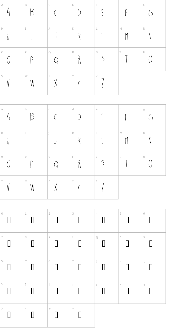 Character Map Giraffe plain Font