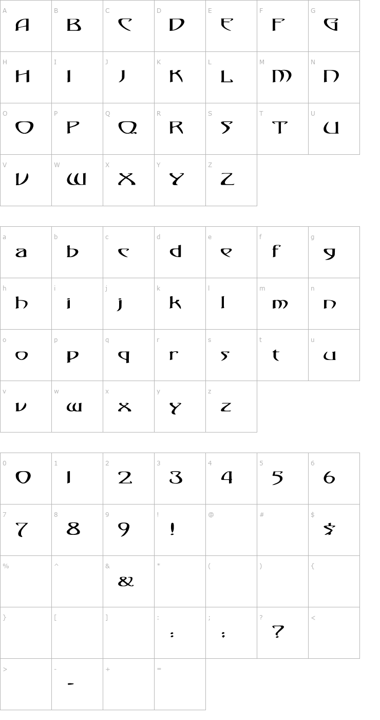 Character Map Gismonda Ex Font