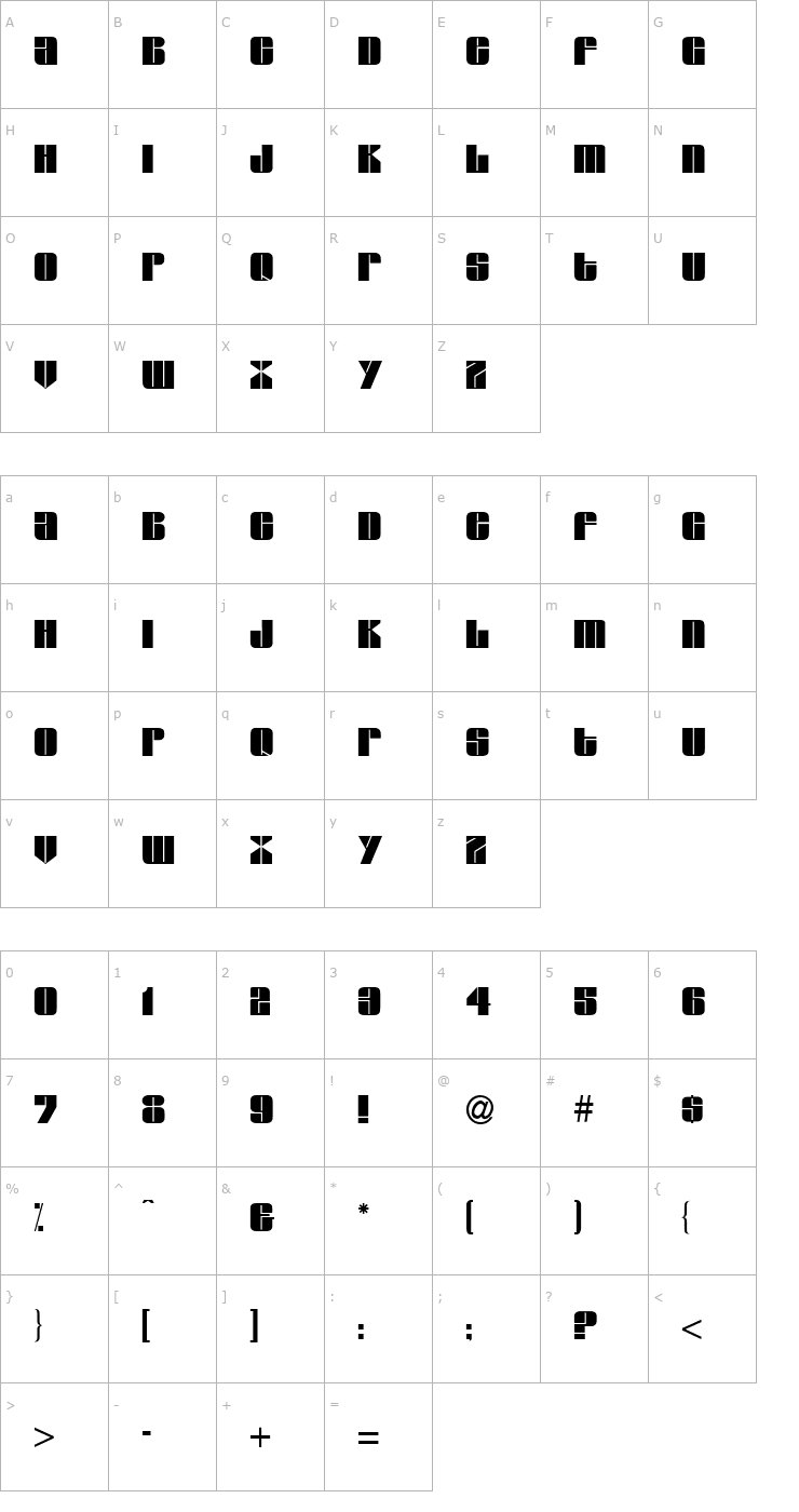 Character Map Glacier Font