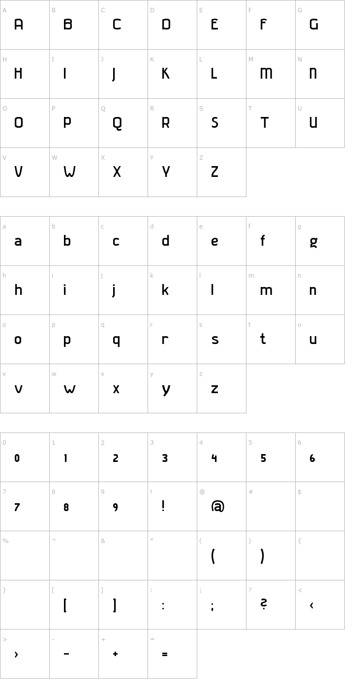 Character Map Gladatur Rum Font