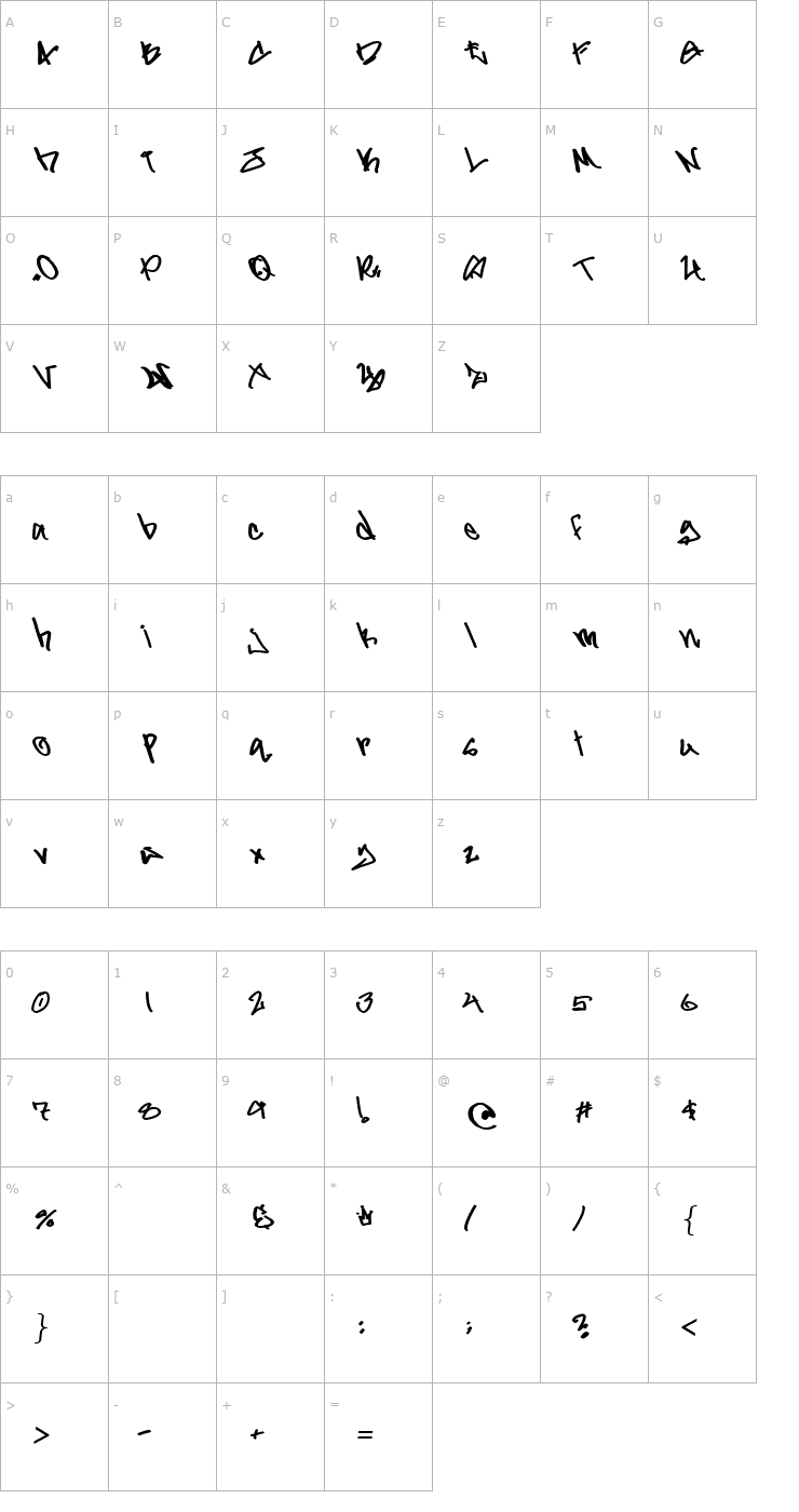 Character Map Gladiator Gruel Font