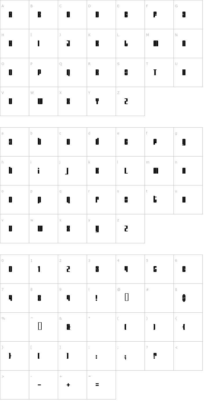 Character Map Glare Font