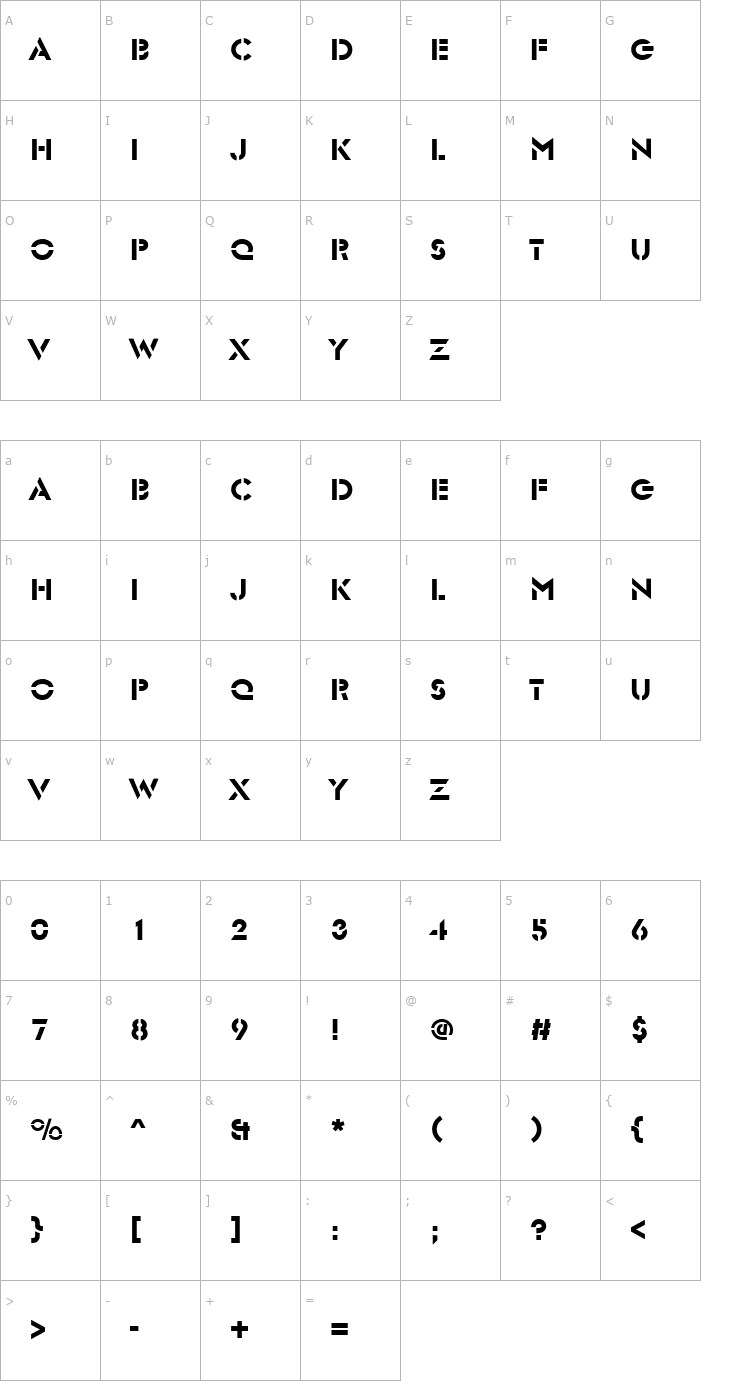 Character Map GlaserSteD Font