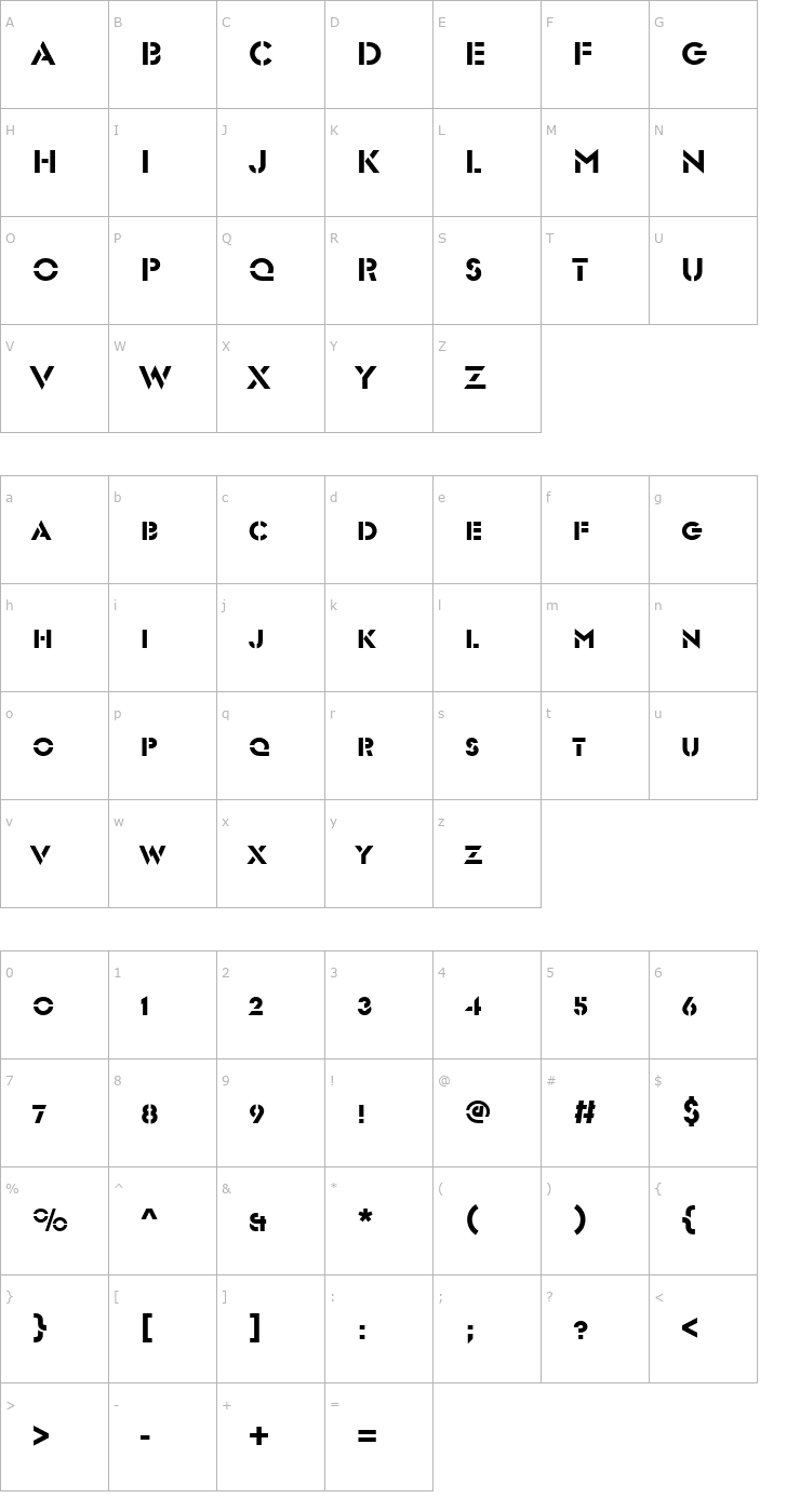 Character Map GlaserSteSCD Font
