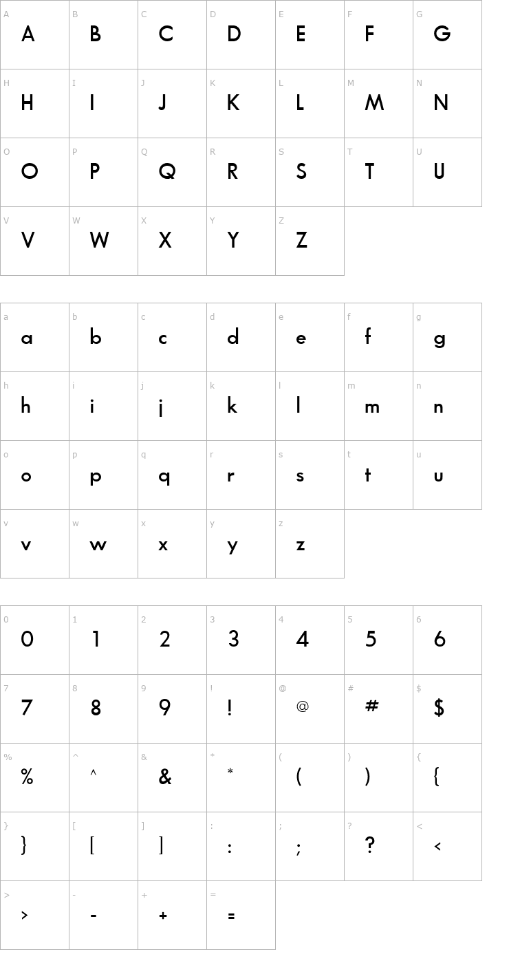 Character Map Glasnost Font