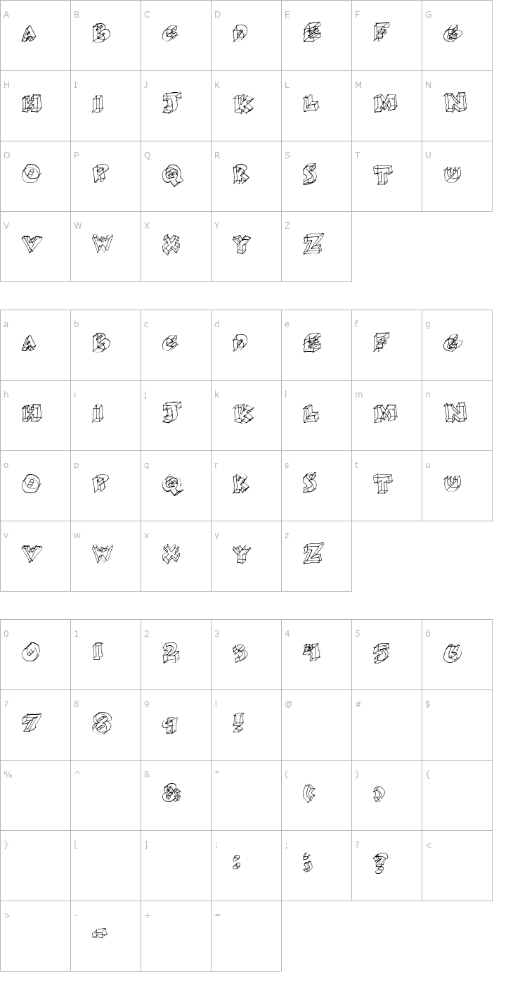Character Map glass Font
