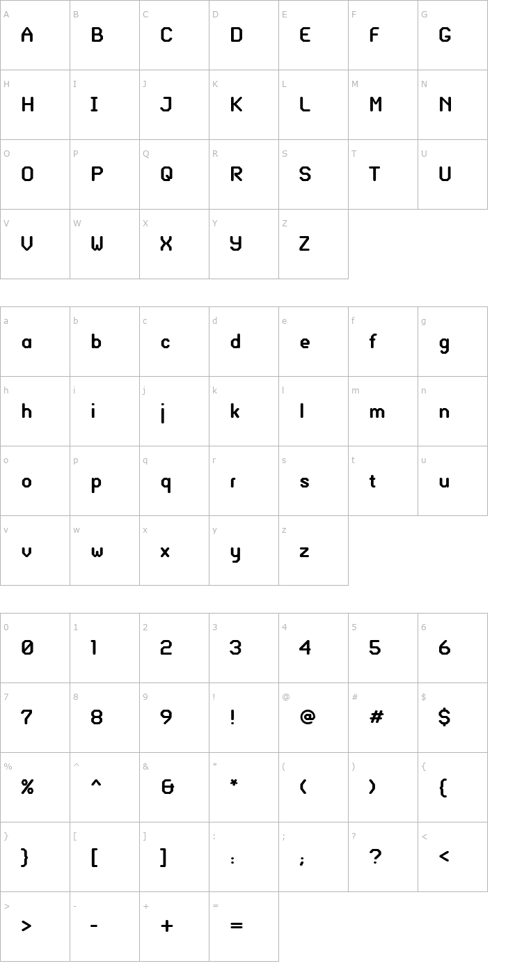 Character Map Glass Gauge Font