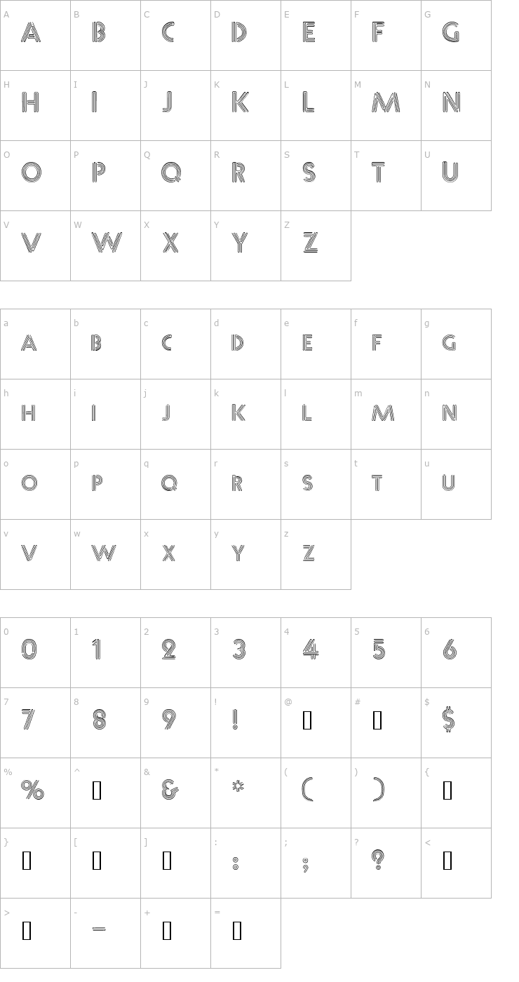 Character Map Glass TubesFour Font