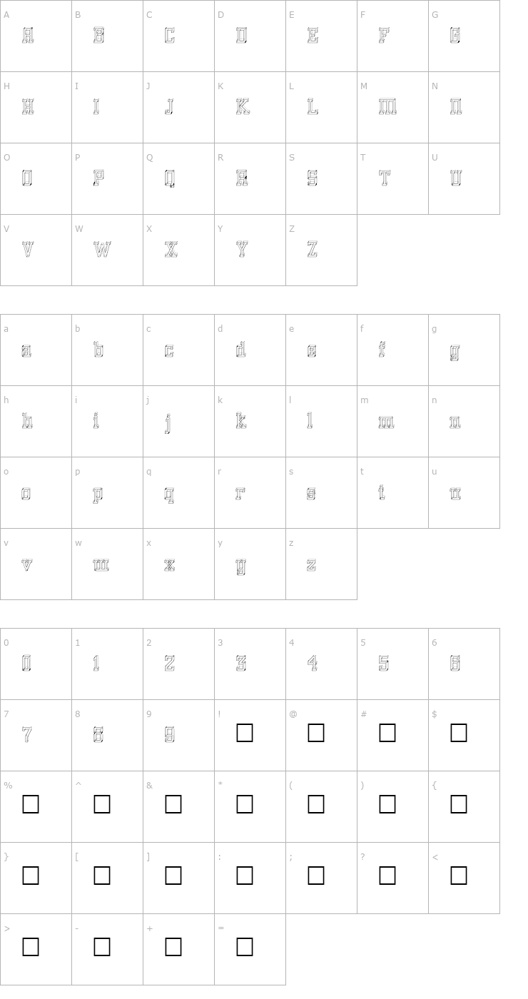 Character Map GlassBlocks Font