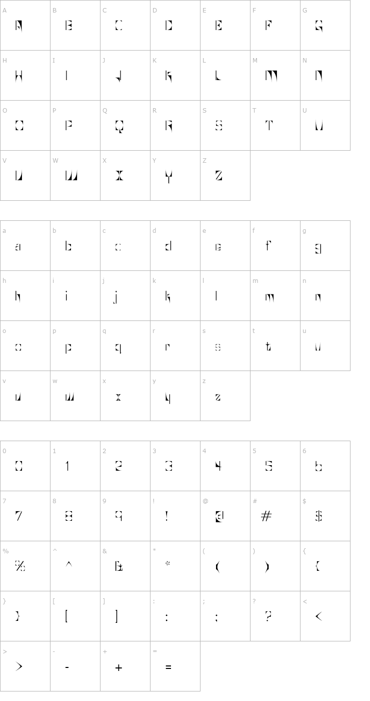 Character Map Glaukous Font