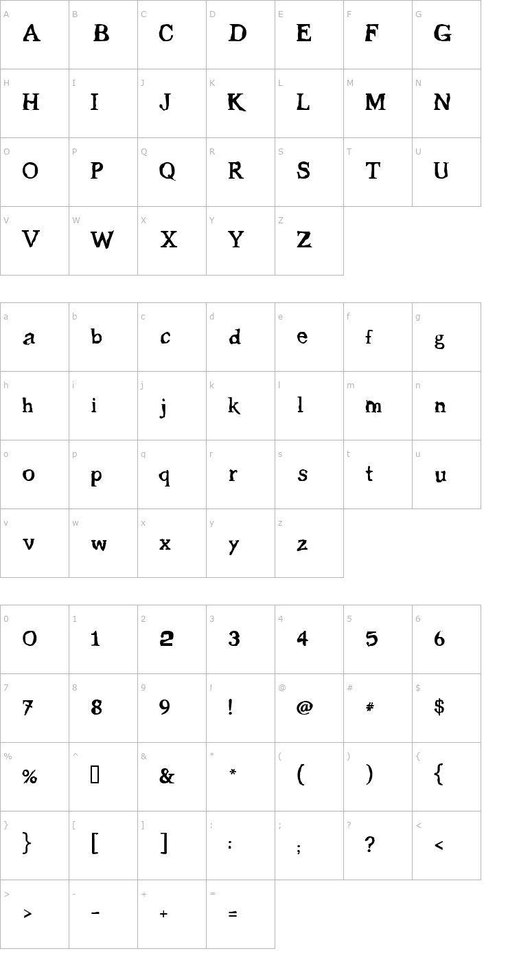 Character Map Gleam Font